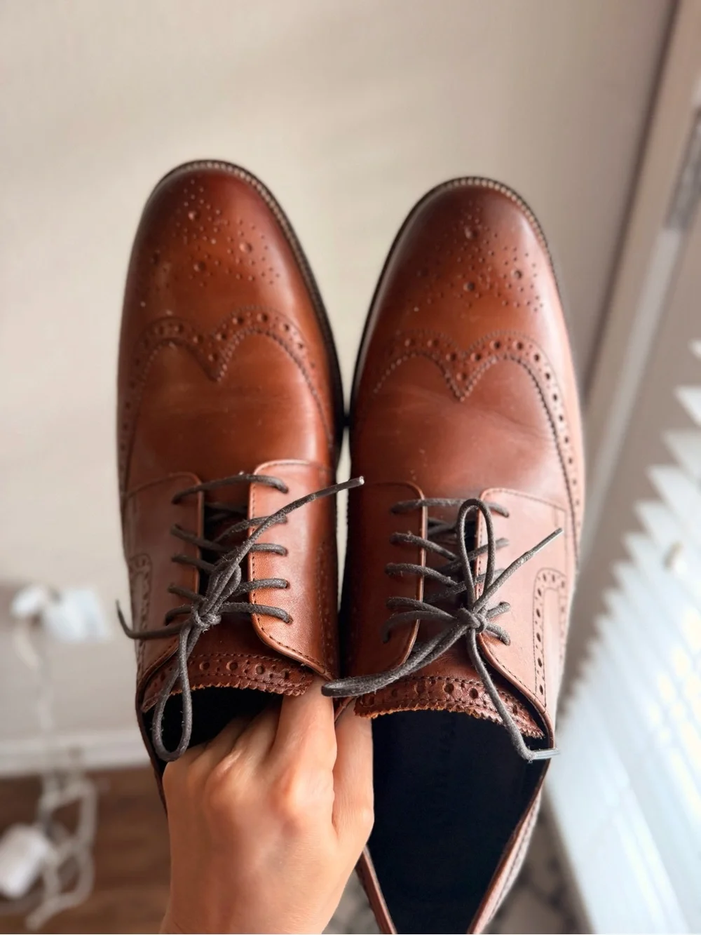 Cole Haan Men's Brown Leather Brogue Dress Shoes - Lace-Up Oxford